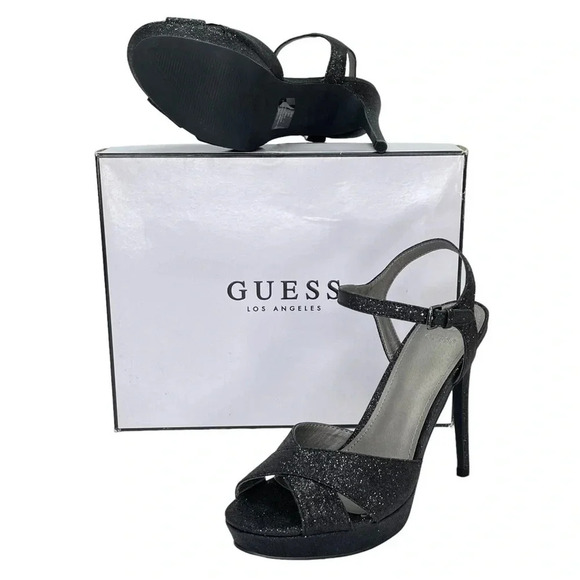 Guess Jordie Black Glitter Metallic Womens Heels Size 7.5M - Picture 10 of 11
